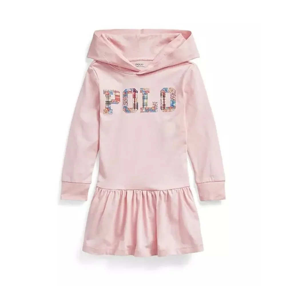 Polo Ralph Lauren Logo Cotton Jersey Hooded Long Sleeve Dress sz 18 M